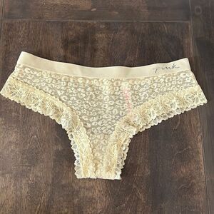 Pink Victoria’s Secret cheek star thong lace Sz- Medium